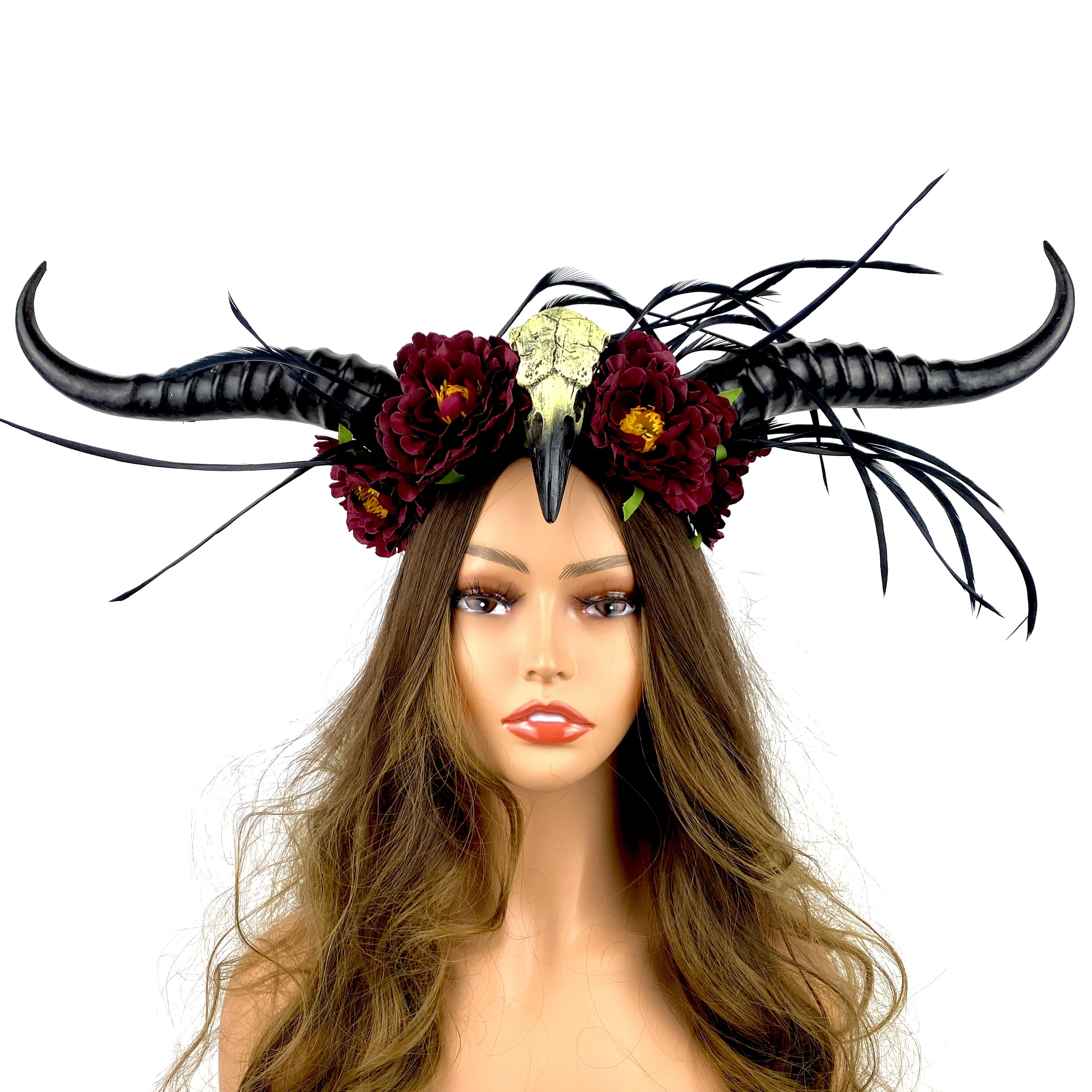 Steampunk Style Luxury Metallic Ram Goat Horn Devil Headband Halloween