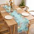 thumbnail image 6 of Blue Coastal Cotton Linen Table Runner for Dining Kitchen, Summer Nautical Beach Coral Starfish Wedding Outdoor Party Tablerunners Decoration, Dresser Scarf Coffee Tablecloth Runners 13x70 Inches, 6 of 9