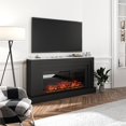 thumbnail image 2 of Ameriwood Home Amerleigh Wide Mantel with Linear Electric Fireplace, Black w/White Faux Marble Top, 2 of 12