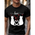 thumbnail image 3 of Men's T-Shirt,Short Sleeve Tee Shirt Casual Tops Black Cat Red Hearts Crew Neck T Shirts for Men, 3 of 8