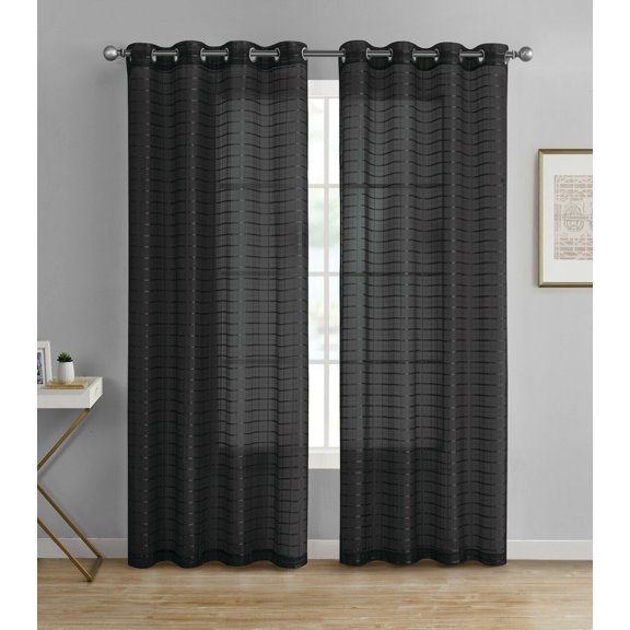 Kate Aurora Living 2 Pack Semi Sheer Plaid Grommet Top Window Curtains - Assorted Colors