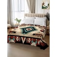 thumbnail image 2 of Boho Brown Teal Red Queen Size Flat Sheet, Wrinkleproof & Fadeproof Cooling Flat Bed Sheet Only, Southwestern Geometric Abstract Retro Breathable Soft Bedding Top Sheets 90 x 102 Inches, 2 of 8