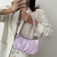 thumbnail image 3 of Retro baguette bag one shoulder handbag artificial leather underarm bag ladies crossbody bag - purple, 3 of 5