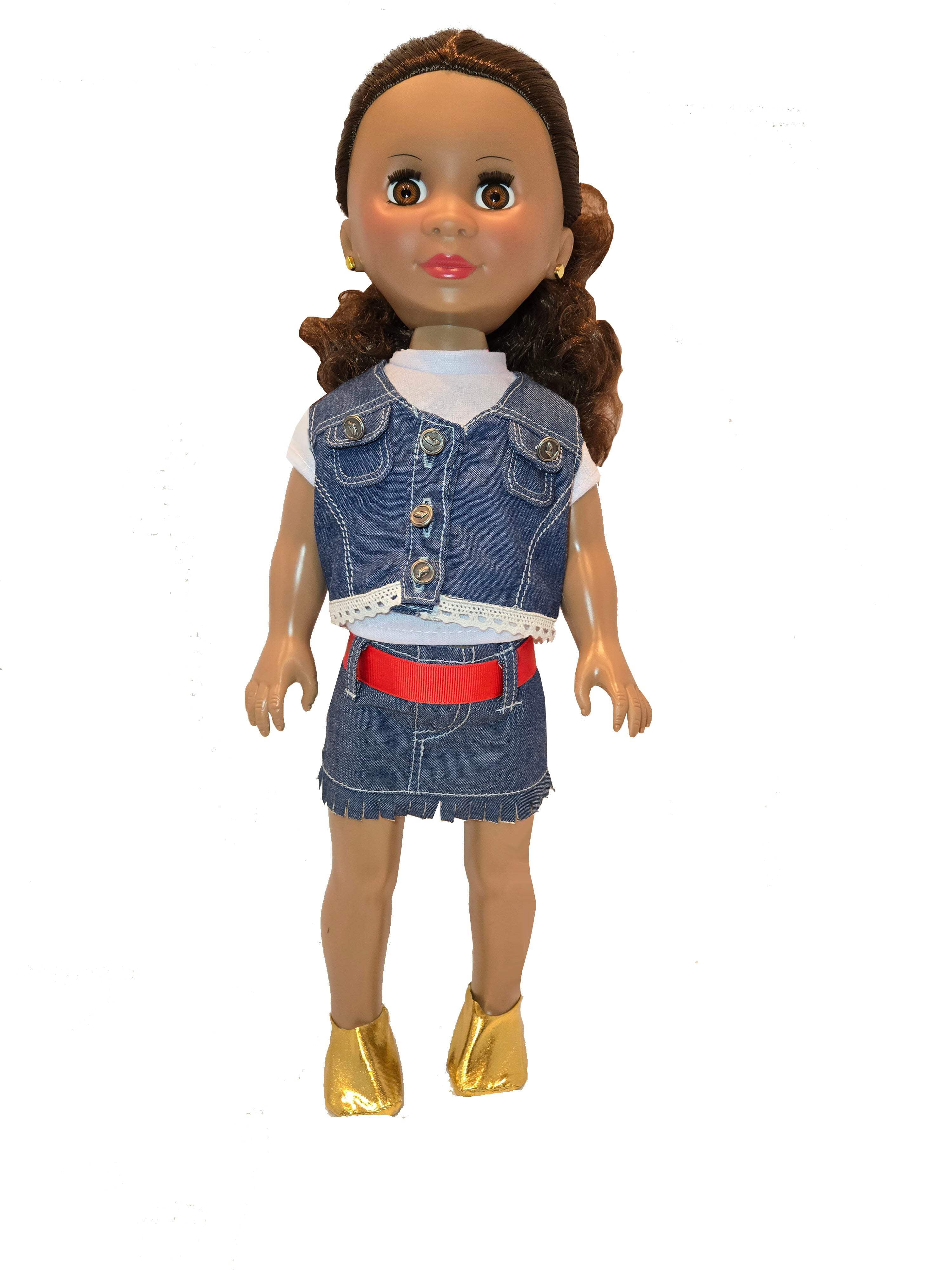 18" Pose-able Kenya Dolls. with multiple Outfits.
