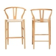 thumbnail image 3 of Baxton Studio Paxton Bar Stool, Beige and Oak Brown, Set of 2, 3 of 9