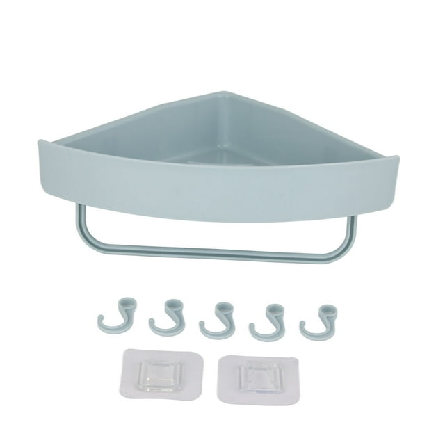 Estante de esquina para ducha de baño, gran capacidad, ahorra espacio, montado en la pared, para el hogar, la cocina, el inodoro, cuadrado, azul claro