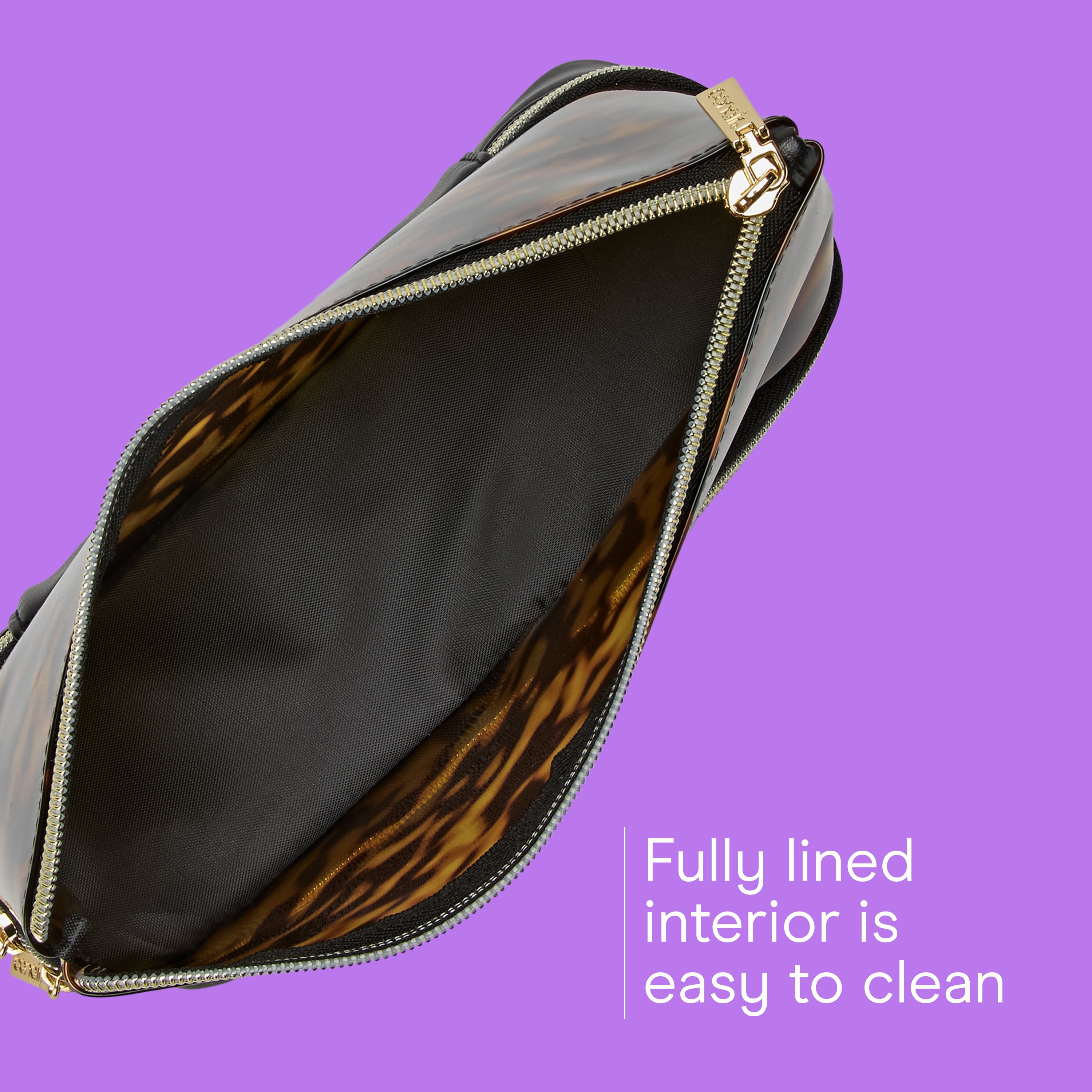 Conair PVC Tortoise Clutch, Travel-Ready Beauty Organizer with 2-Tone Design, 1 Count