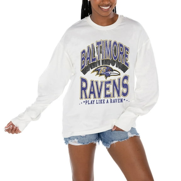 Women's Gameday Couture  White Baltimore Ravens Time Out Oversized Long Sleeve T-Shirt