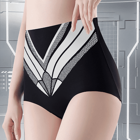 Fulorrnie Underwear for Women Plus Size High Waist Seamless Tummy Control Panty Banded Briefs Waistband Stretchable Panties  Black  XXL