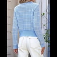 thumbnail image 4 of Cárdigan de Punto Texturizado de Larga con Botones y Bolsillos para Mujer Azul L, 4 of 10