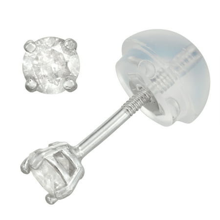 14k white gold kid's 0.2 cttw diamond earrings