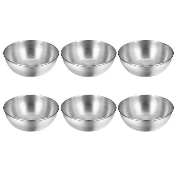 LOLIPPYY Set of 6 Small Stainless Steel Round Bowls for Seasoning and Serving, Ideal for Appetizers at Home or Restaurant Use