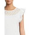 thumbnail image 4 of Time and Tru Women's Crochet Top with Flutter Sleeves, 4 of 5
