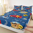 thumbnail image 4 of Manfei Fire Truck Bed Sheets,Cute Cartoon Rescue Theme Full Size Sheets,Blue,4pcs,1 Flat Sheet, 1 Fitted Sheet and 2 Pillowcases, 4 of 6