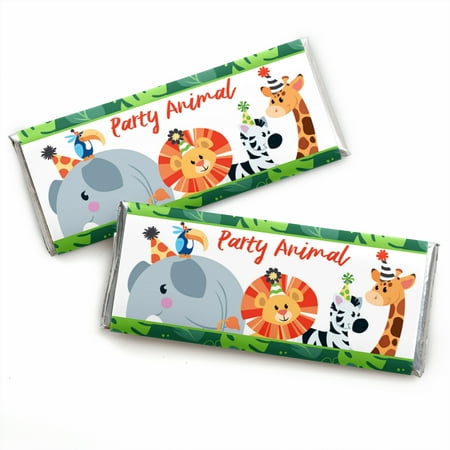 - Jungle Party Animals - Candy Bar Wrapper Safari Zoo Animal Birthday Party or Baby Shower Favors - Set of 24