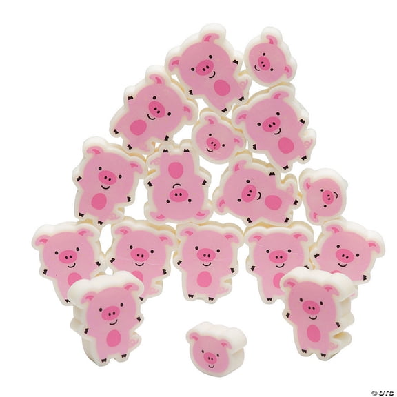 1" – 1 1/2" Pink Plastic Pigs Stacking Game Set - 20 Pieces