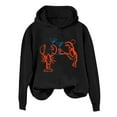 thumbnail image 4 of Wang6 Funny Graphic Hoodies for Womens Loose Fit Shrimp Pirinted Hooded Pullovers Sweatshirts Trendy Fall Long Sleeve V Neck Tops Black XL, 4 of 4