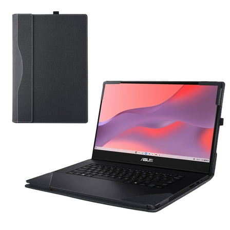 Laptop Cover Case for ASUS Chromebook CM14 (CM1402C) 2024~2025 14-inch [not Compatible with Any Other Model] 2-in-1Detachable PU Leather Shell Notebook Sleeve(Black)