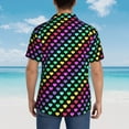 thumbnail image 4 of Sikiie Rainbow Hearts Print Men's Hawaiian Shirt, Summer Beach Button Pocket Short Sleeve T-Shirt,X-Large, 4 of 7