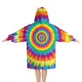 thumbnail image 2 of Rainbow Tie Dye Spiral Layer Pattern Blanket Hoodies for Kids 6-13YR Oversize Wearable Blanket Hoodies for Boys Girls Teens, 2 of 7