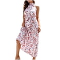 thumbnail image 1 of Señoras verano moda casual cuello halter lazo floral vestido largo vestido Fridja  qw2880, 1 of 7