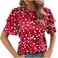 thumbnail image 1 of Camiseta de Cuello Redondo de Impresión de Verano de Manga Corta para las Mujeres, Top Casual para el Hogar Y el Uso Diario, 1 of 5