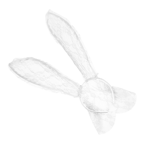 unbranded 1Pc White Rabbit Ear Party Headdress Lace Hair Hoop Lightweight Comfortable Decorative Accessory