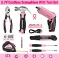 thumbnail image 3 of WORKPRO Pink 18-Piece Cordless Electric Screwdriver Tool Set with Rotatable Handle, LED Light, Chrome Vanadium Steel, Portable Toolbox, 3 of 19