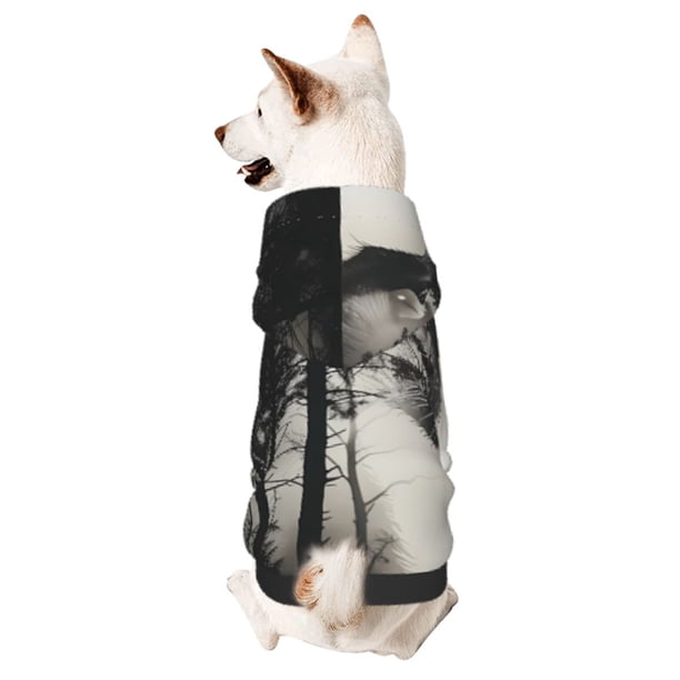 Balery Double Exposure Cat Forest Sudadera con Capucha para Perros Pequeños – Ropa para Mascotas, Disfraz para Perros y Gatos, Ideal para Fiestas y Cosplay-X-Large