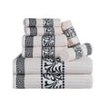thumbnail image 2 of Decorative Assorted 8-Piece Cotton Luxury Bath Towel Set for Bathroom, 13" x 13”, 16” x 30”, 30” x 52”, Ivory-Black by Blue Nile Mills, 2 of 7