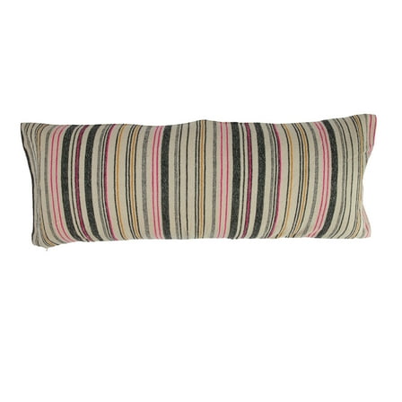 Creative Co-Op Cotton Blend Lumbar Pillow with Stripes, Multicolor