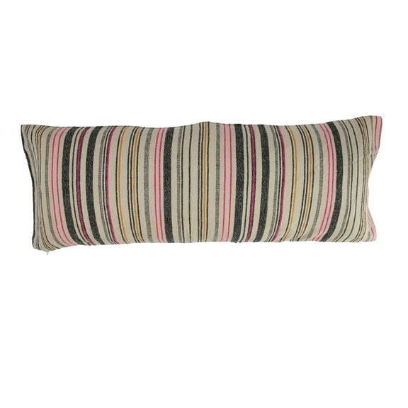 Creative Co-Op Cotton Blend Lumbar Pillow with Stripes, Multicolor