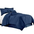 thumbnail image 1 of Unique Home Lex Comforter Set 7 Piece Collections Bed Set Solid Striped Design Style Bedding Clearance Comforter Super Soft (King, Navy), 1 of 1