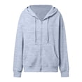 thumbnail image 6 of Resicozy Women Oversized Full Zip Hoodie Long Sleeve Sweatshirts Drawstring Pocket Loose Fall Zip Up Hooded Jacket Light Gray S, 6 of 8