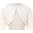 thumbnail image 2 of Big Girls' Adorable Faux Fur Pearl Button Bolero Jacket Winter White Size 10, 2 of 4