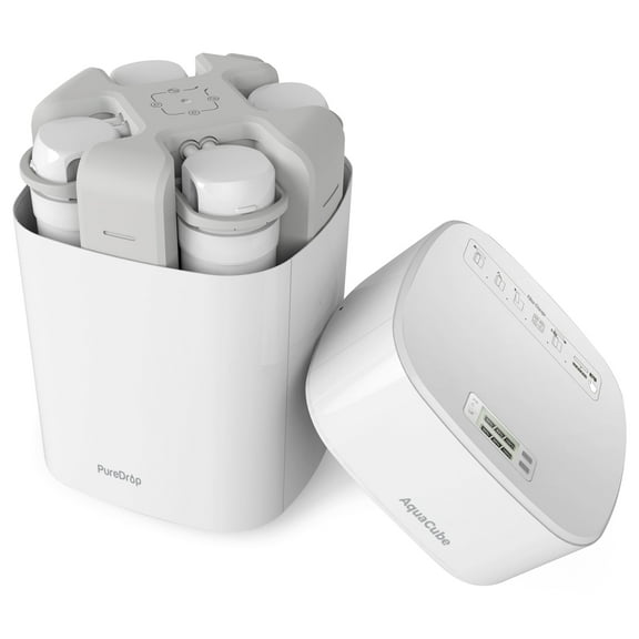PureDrop CUW4 Aquacube Tankless Drinking Water Filter System Compact Ultra Filtration for Sink, RV, and More, White