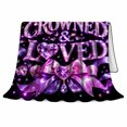 thumbnail image 2 of Crowned Loved Crown Jeweled Lettering Royalty Princess Glam, Festive Holiday Scene, Warm Flannel Blanket for Living Room and Reading Nook, Art Lovers Friendship Gift, Festive Home Decor, 2 of 9