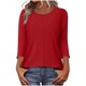 thumbnail image 1 of Camiseta de Cuello Redondo de Manga 3/4 de Color Sólido Casual con Poliéster Suave, Top de Primavera de Moda para el Uso Diario en Casa O en el Trabajo, 1 of 7