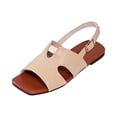 thumbnail image 2 of Wide Width Shoes for Women, Dressy Flat Sandals for Women, Women Flat Sandals, Womens Slingback Sandals, Peep Toe Low Block Heel Sandals for Women, Leather Insole Comfort Sandals, Khaki 7.5, 2 of 5
