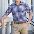 thumbnail image 5 of Mens Plaid Button Down Shirts Regular Fit Mens Short Sleeve Shirts Men Dress Shirt Oxford Collar Blue, 5 of 9