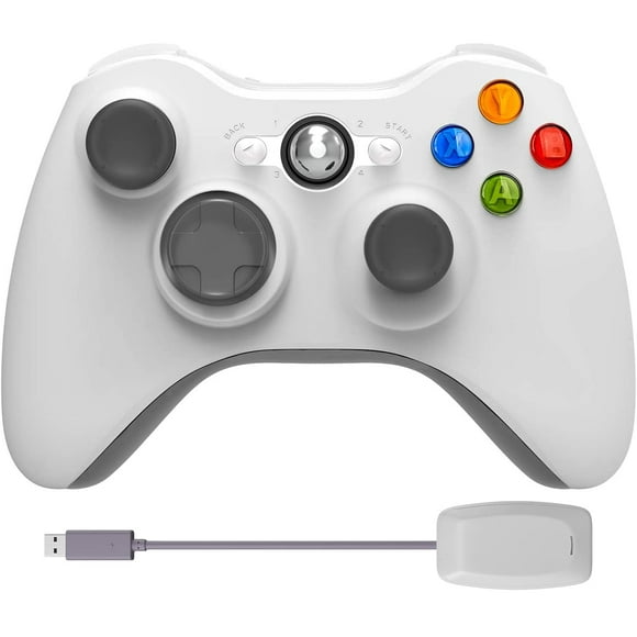 Wireless Controller for Xbox 360,2.4GHz Game Controller with Receiver Remote Gamepad Joystick for Xbox 360 &Slim Most PC with Win 7/8/10 (White)