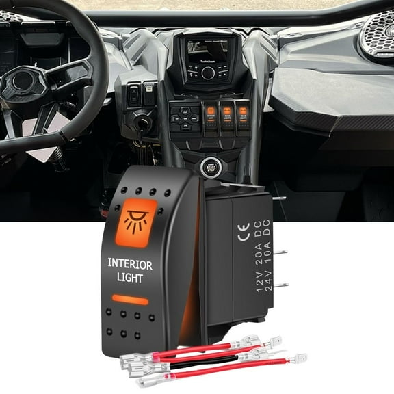 Nilight UTV Interior Light Rocker Switch on off 5 PIN SPST Led Light Bar Switches w/Orange Backlit 12V 24V Toggle Switches Compatible for Polaris RZR Can-Am ATVs UTVs Cars Trucks RVs