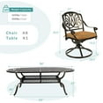 thumbnail image 7 of MEETWARM 9-Piece Outdoor Patio Dining Set, All-Weather Cast Aluminum Patio Conversation Set for Backyard Garden Deck with 8 Cushioned Swivel Rocker Chairs, 1 Oval Table, 2.2" Umbrella Hole, 7 of 7