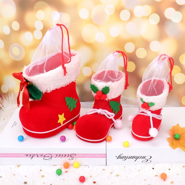 1 Uds. Colgante de decoración navideña bolsa de caramelos para botas