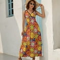 thumbnail image 5 of It's A Small World Flowers Dress Fashion Boho Beach Long Dresses Female Party Printed Maxi Dress, 5 of 9