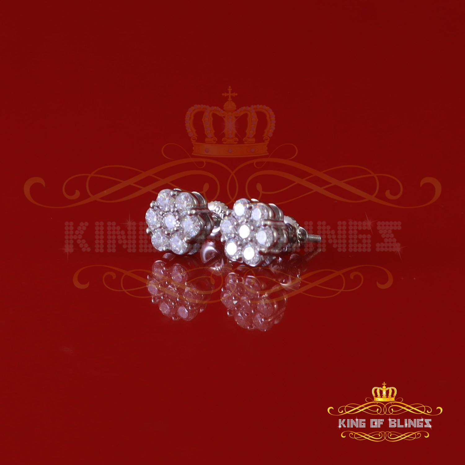 1.0ct Vvs 'D' Color Genuine Moissanite Stud FLORAL Earrings 10k Real White Gold