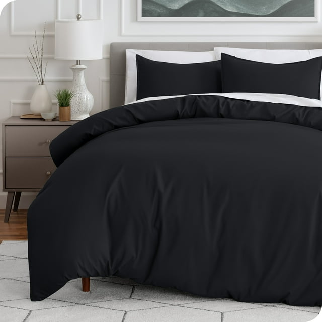 Bare Home Housse de Couette et Ensemble de Taies de Luxe - Premium 1800 Collection - Ultra Doux - Grand Lit, Noir, 3 Pcs