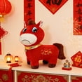 thumbnail image 7 of Year of The Horse 2026 Plush,9.84 in Funny Smiling Horse Plushie Figurine, Lucky Chinese Lunar New Year Mascot Zodiac Ornament for Home Store Tabletop Decor, Red, 7 of 7