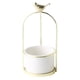 thumbnail image 1 of Maceta de cerámica moderna para flores, maceta decorativa de hierro para interiores con pájaro dorado Blanco, 1 of 9