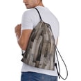 thumbnail image 3 of Bingfone Wooden Texture Drawstrings Backpacks Bags For Men Women Gym Drawstrings Bag, 3 of 9
